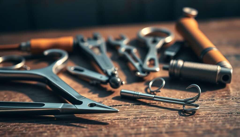 needle-nose pliers hemostats hook disgorgers