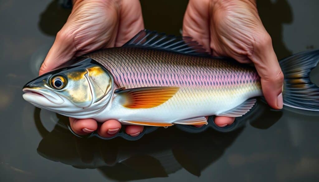 wet hands fish handling